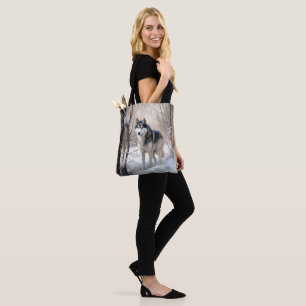 Siberian Husky Let It Snow Christmas Tote Bag