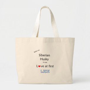 Siberian Husky Love at First Lick Large Tote Bag