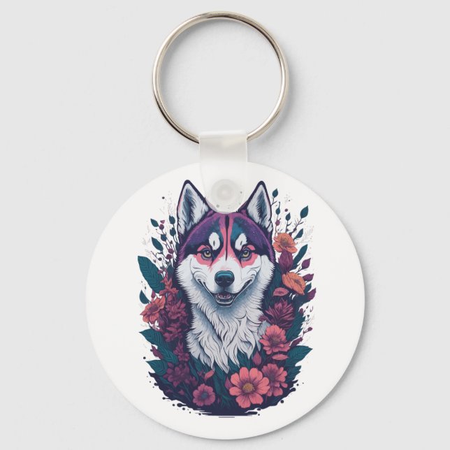 Siberian Husky Mens Key Ring (Front)
