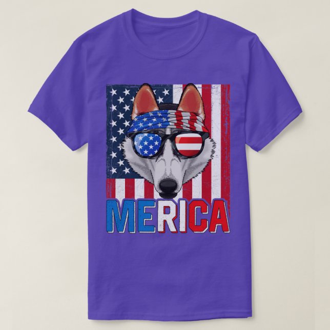 Siberian Husky Merica 4th of July Dog American Pup T-Shirt (Design Front)