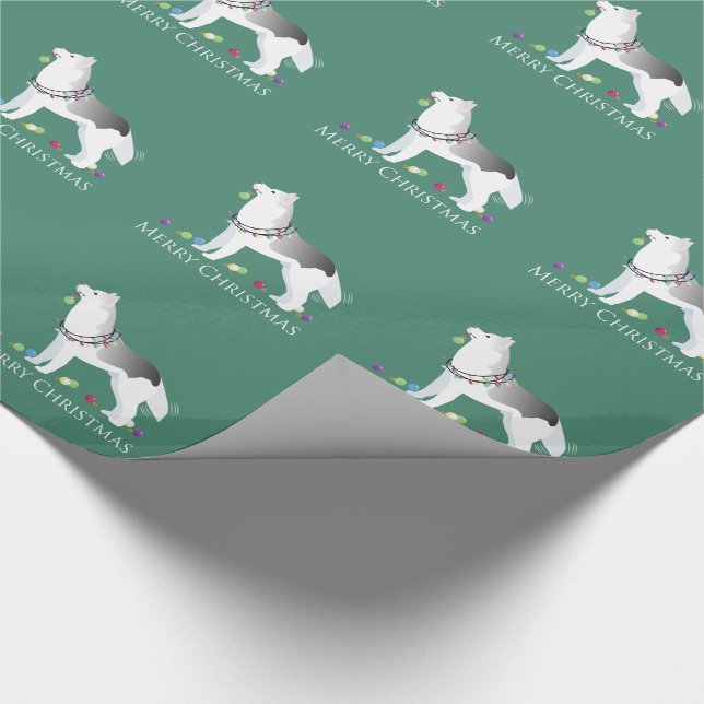 Siberian Husky Merry Christmas Design Wrapping Paper (Corner)