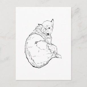 Siberian Husky, Minimalist Dog Illustration Holiday Postcard