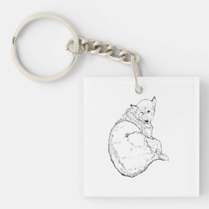 Siberian Husky, Minimalist Dog Illustration  Key Ring