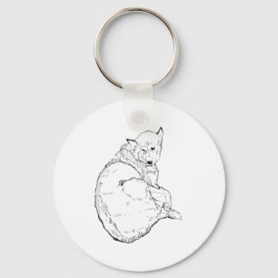 Siberian Husky, Minimalist Dog Illustration  Key Ring