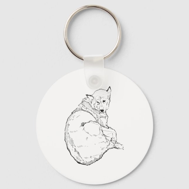 Siberian Husky, Minimalist Dog Illustration  Key Ring (Front)