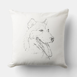 Siberian Husky – Minimalist Dog Line Drawing Cushion