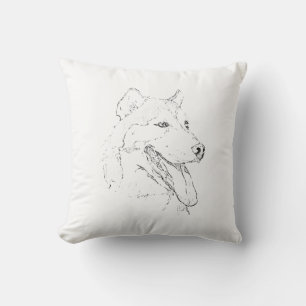 Siberian Husky – Minimalist Dog Line Drawing Cushion