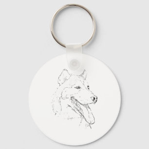 Siberian Husky – Minimalist Dog Line Drawing Key Ring