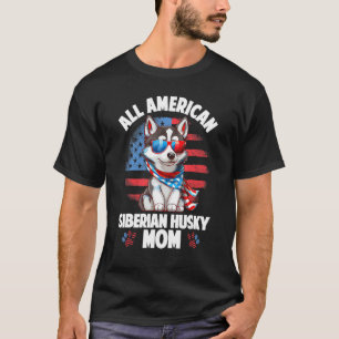 Siberian Husky Mom 4th of July Merica Patriotic US T-Shirt