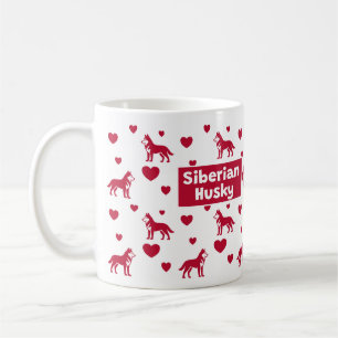 Siberian Husky Mug With Red Hearts