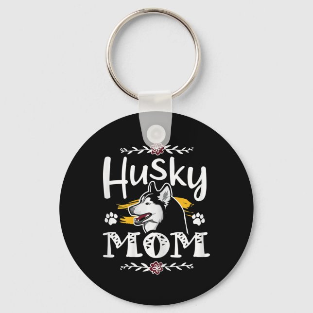 Siberian husky mum gifts husky mama dog owner gift key ring (Front)