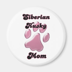 Siberian Husky Mum Pink Pawprint - Magnet