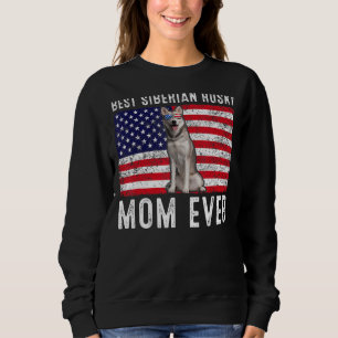 Siberian Husky Mum Usa American Flag Dog  Owner Sweatshirt