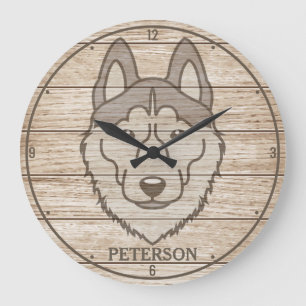 Siberian Husky NAME Arctic Chukcha Spitz Puppy Dog Large Clock