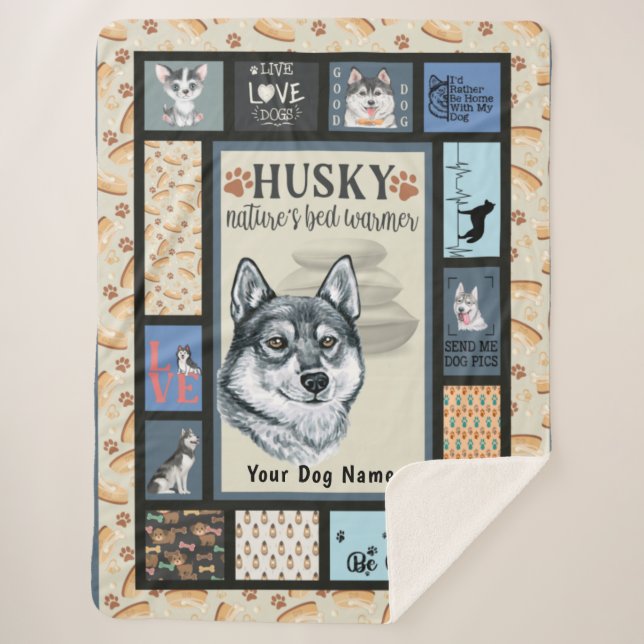 Siberian Husky Owner Lover Funny Keepsake Quilt  Sherpa Blanket (Front)