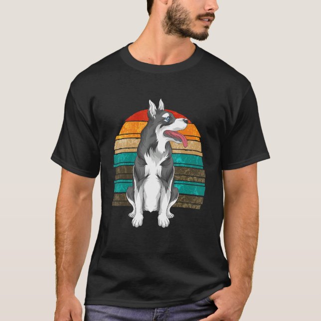 Siberian Husky Owner Pet Animal Dog  Retro Husky T-Shirt (Front)