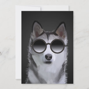 Siberian Husky Painting - Birthday Greeting Card 