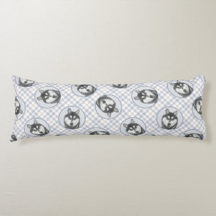 Siberian Husky Painting Black and White Dog Art Body Cushion