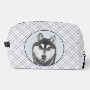Siberian Husky Painting Black and White Dog Art Dopp Kit