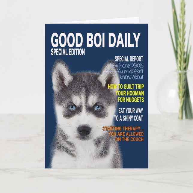 Siberian Husky Parody Magazine Cover Card (Front)