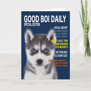 Siberian Husky Parody Magazine Cover Card