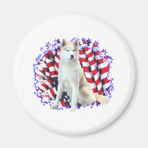 Siberian Husky Patriot Magnet