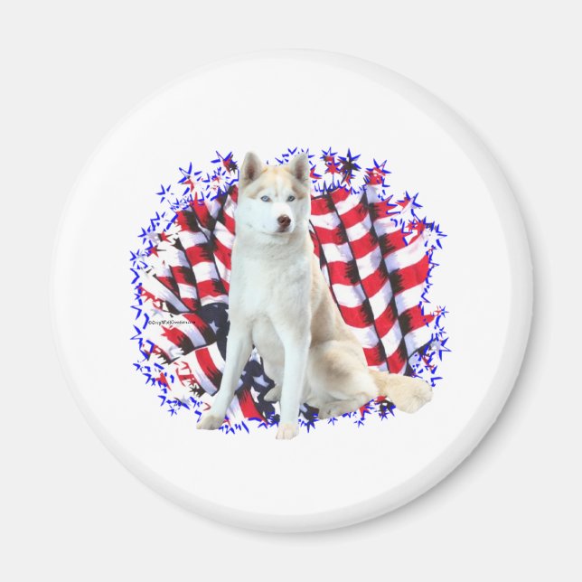 Siberian Husky Patriot Magnet (Front)