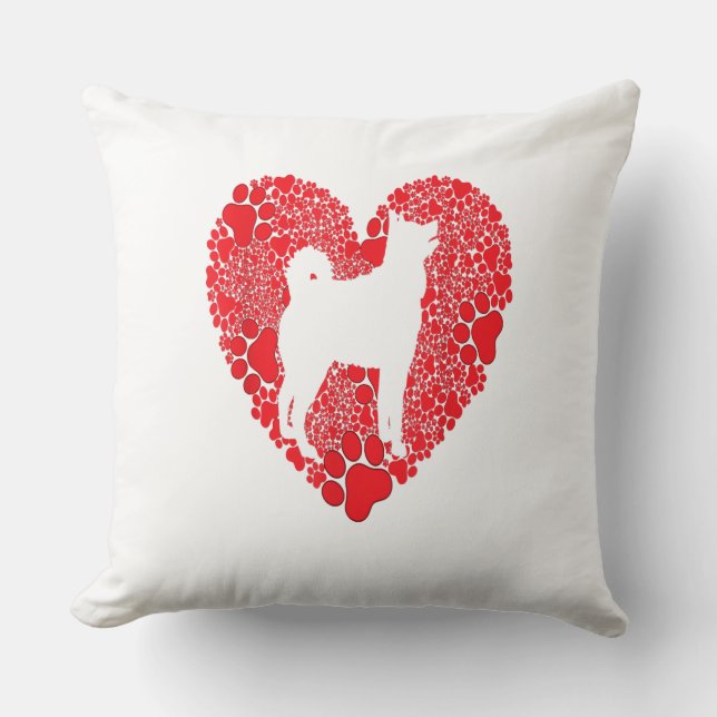 Siberian Husky Paw Heart Valentines Day Dog Lover Cushion (Front)