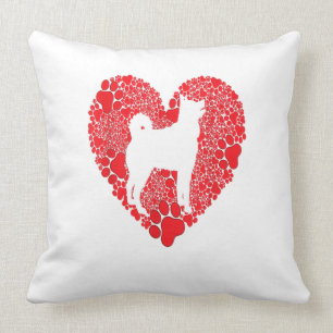 Siberian Husky Paw Heart Valentines Day Dog Lover Cushion
