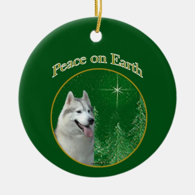 Siberian Husky Peace Ceramic Ornament (Front)