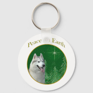 Siberian Husky Peace Key Ring