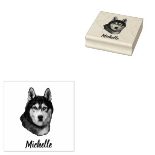 Siberian Husky  Personalised  Rubber Stamp