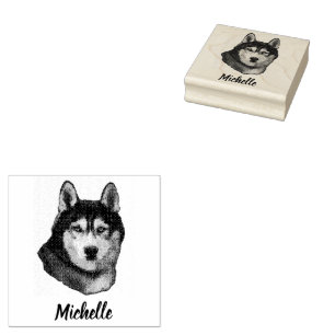 Siberian Husky  Personalised  Rubber Stamp
