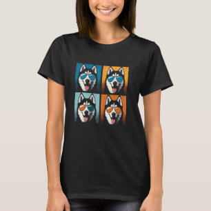 Siberian Husky Pop Art - Vintage Colourful Husky D T-Shirt