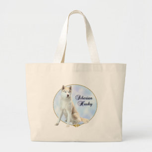 Siberian Husky Portrait Large Tote Bag