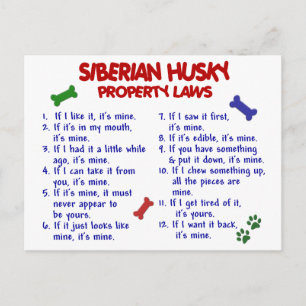 SIBERIAN HUSKY Property Laws 2 Postcard