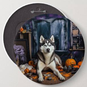 Siberian Husky Pumpkins Halloween Scary 6 Cm Round Badge