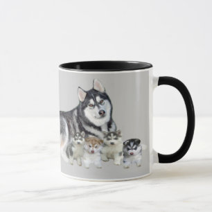 Siberian Husky & Puppies Mug
