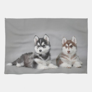 Siberian husky puppies tea towel