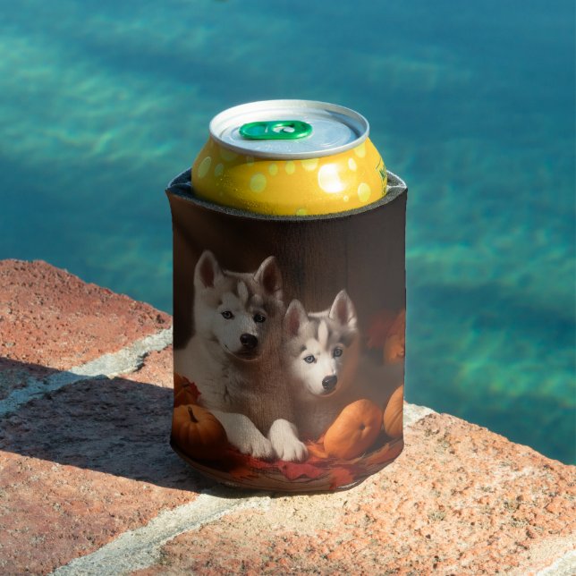 Siberian Husky Puppy Autumn Delight Pumpkin  Can Cooler (In Situ Pool)