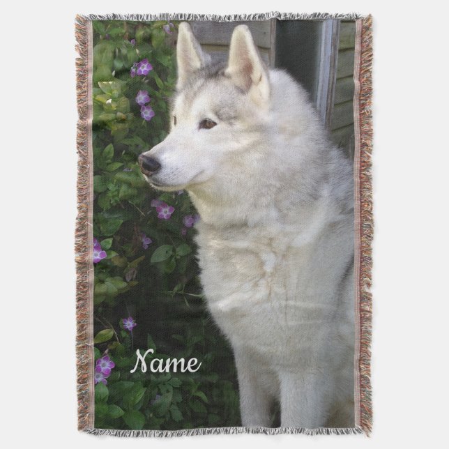 Siberian Husky Puppy Dog Throw Blanket (Front Vertical)