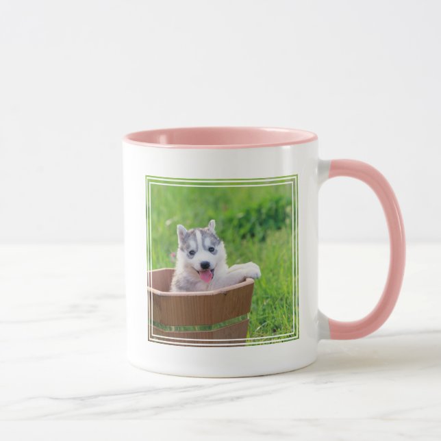 Siberian Husky Puppy in a Pot Mug (Right)