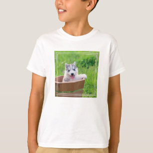 Siberian Husky Puppy in a Pot T-Shirt