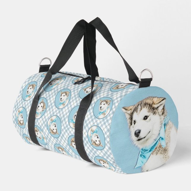 Siberian Husky Puppy Painting Copper Red Dog Art Duffle Bag (Left Corner)