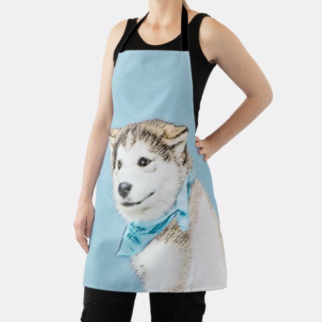 Siberian Husky Puppy Painting - Original Dog Art Apron (Insitu)