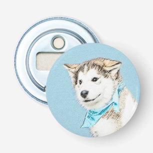 Siberian Husky Puppy Painting - Original Dog Art Bottle Opener