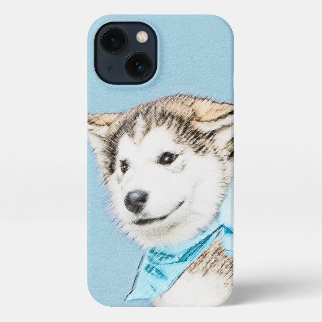 Siberian Husky Puppy Painting - Original Dog Art iPhone Case (Back)
