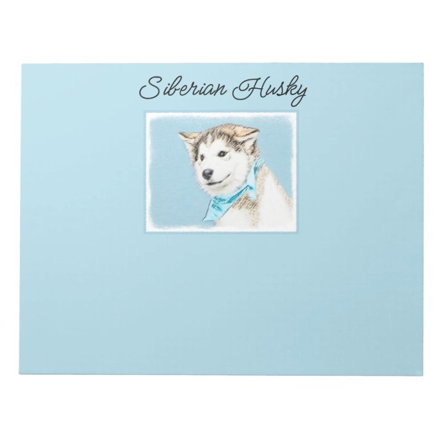 Siberian Husky Puppy Painting - Original Dog Art N Notepad (Front)