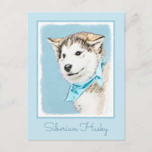 Siberian Husky Puppy Painting - Original Dog Art Postcard