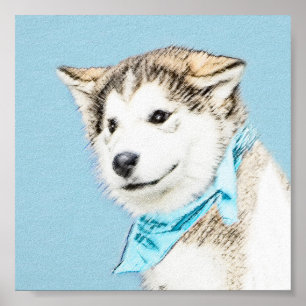 Siberian Husky Puppy Painting - Original Dog Art Poster